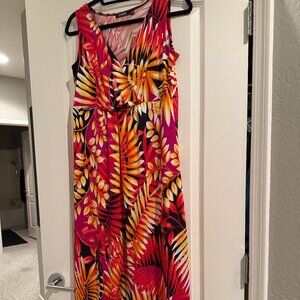 Elementz | Colorful V-Neck Maxi Dress | Multi-Color | Size S